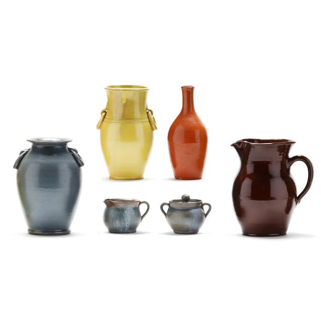 dorothy-auman-seagrove-nc-1925-1991-six-pottery-items