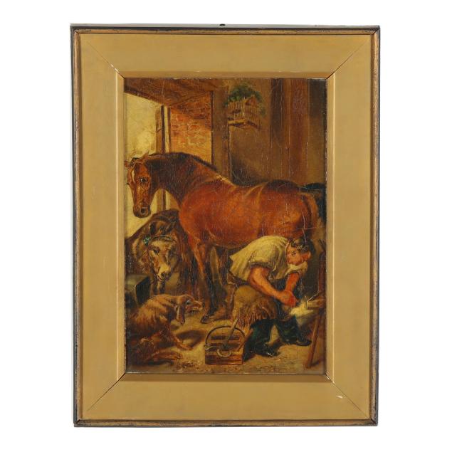 english-school-19th-century-farrier-shoeing-a-horse