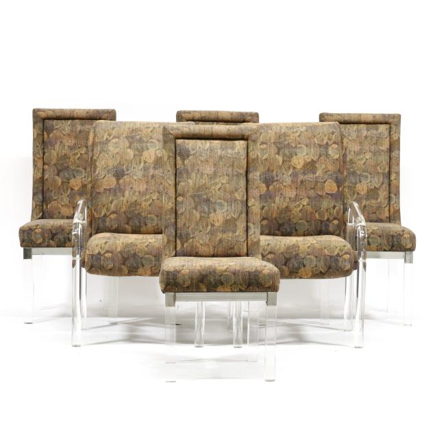 six-vintage-upholstered-lucite-dining-chairs