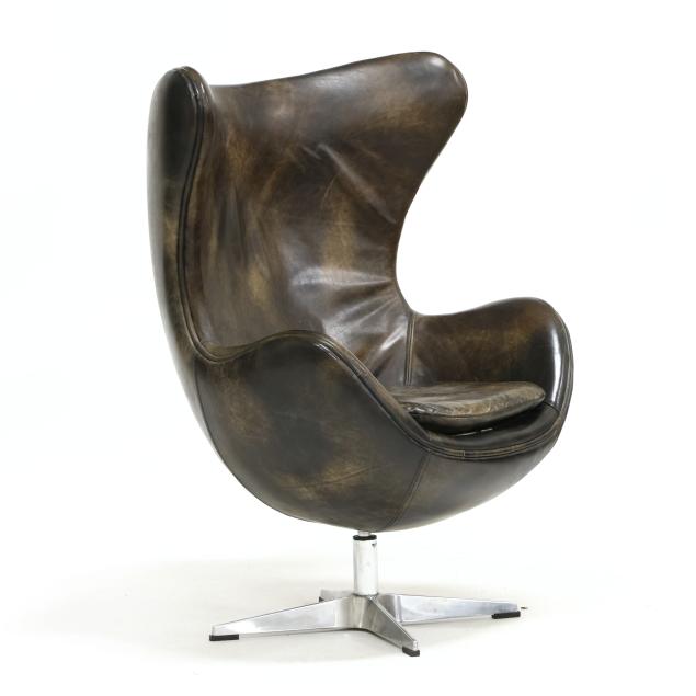 attributed-to-restoration-hardware-leather-upholstered-egg-chair