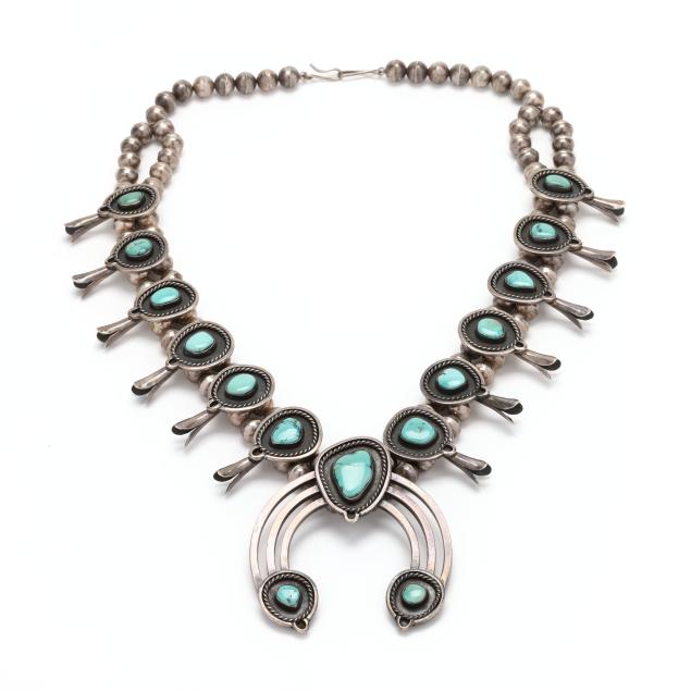 southwestern-silver-and-turquoise-squash-blossom-necklace