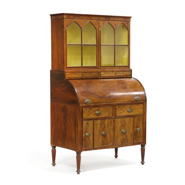 english-sheraton-mahogany-cylinder-bureau-and-bookcase