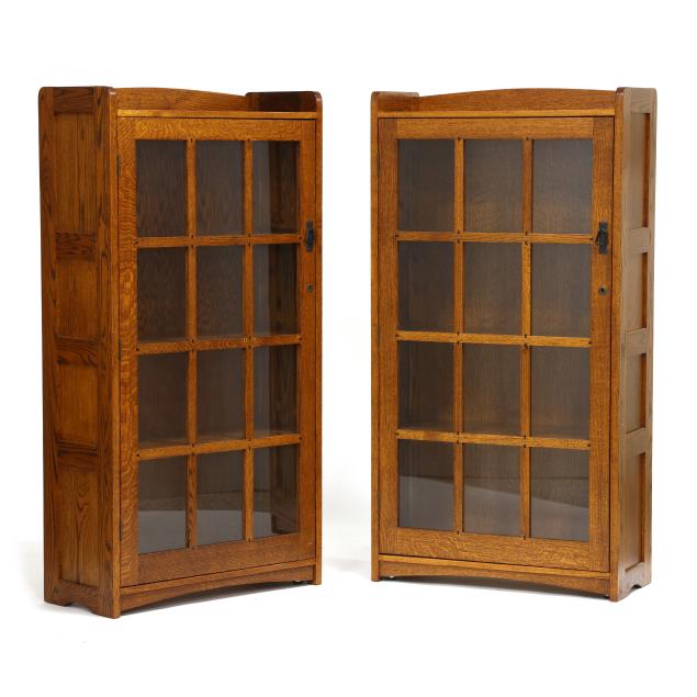 pair-of-mission-oak-style-bookcases