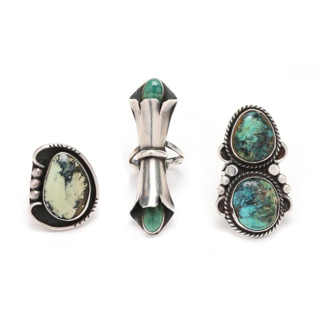 three-southwestern-silver-and-gem-set-rings