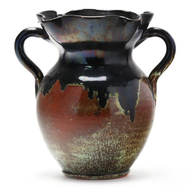 a-r-cole-pottery-sanford-nc-signed-double-handled-vase