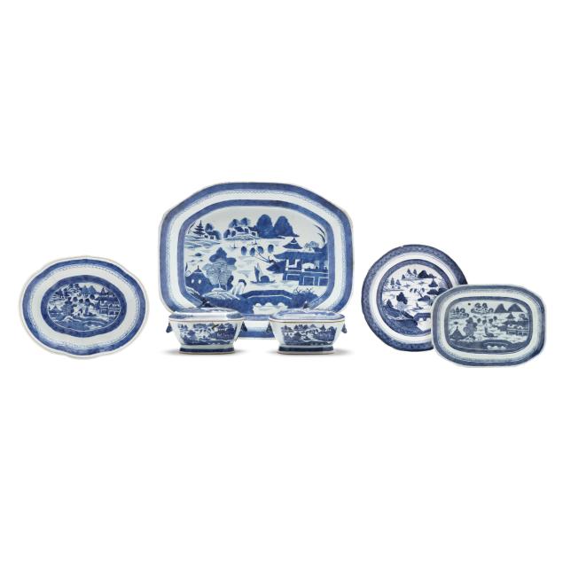 an-assortment-of-blue-canton-porcelain