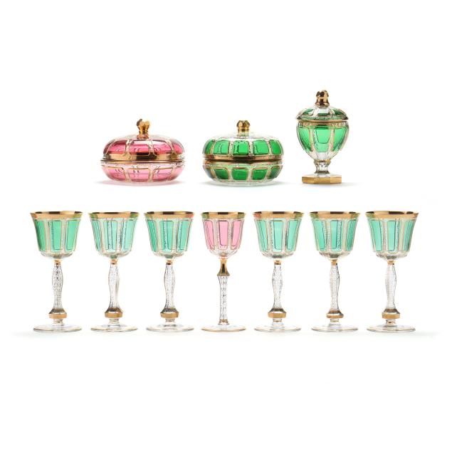 attributed-moser-set-of-colored-crystal-glassware-and-table-accessories