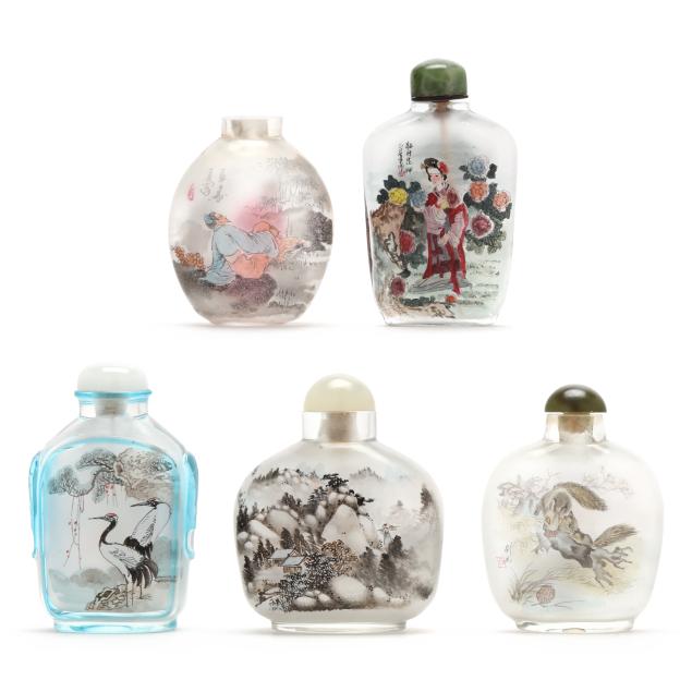 a-group-of-five-chinese-reverse-painted-glass-snuff-bottles