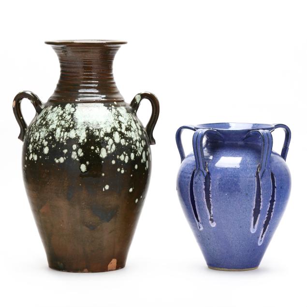 two-north-carolina-pottery-vases-including-a-v-smith-sanford-nc