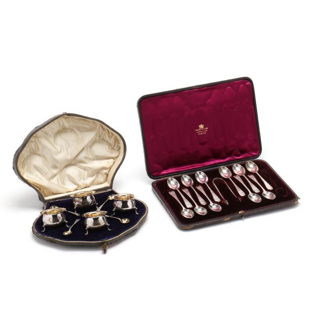 two-antique-cased-english-silver-sets