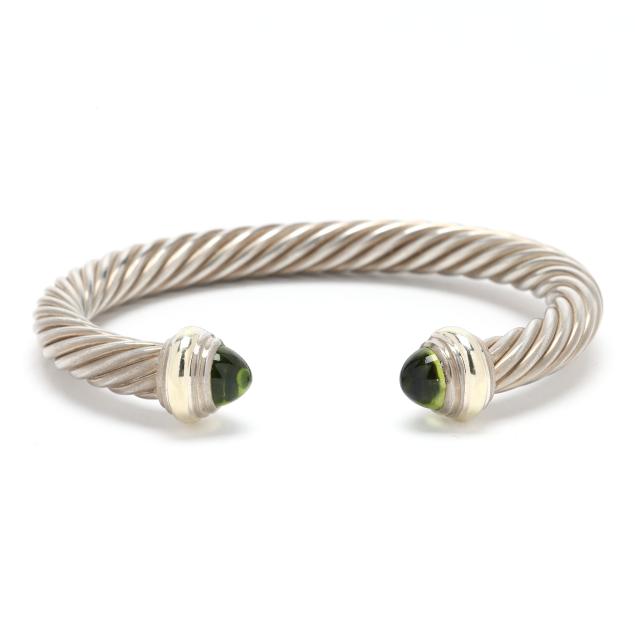 sterling-silver-gold-and-peridot-cable-cuff-bracelet-david-yurman