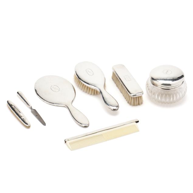 tiffany-co-seven-piece-hammered-sterling-silver-dresser-set