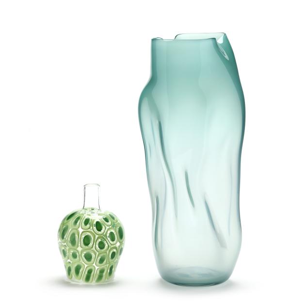 joe-grant-iii-american-b-1973-two-art-glass-vessels
