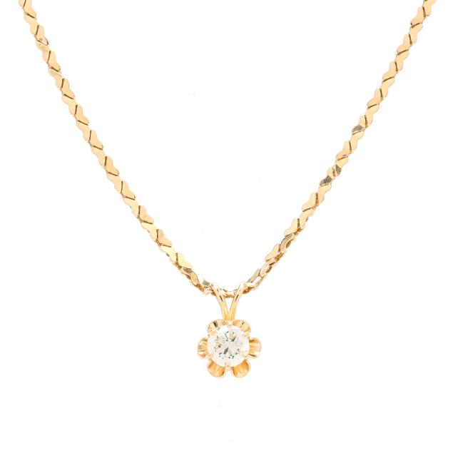gold-and-diamond-solitaire-pendant-necklace