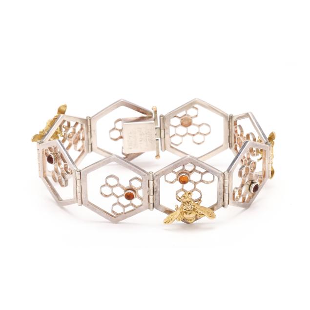 sterling-silver-gold-and-citrine-honey-bee-motif-bracelet-shirley-taylor-marriot