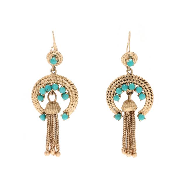 pair-of-gold-and-turquoise-earrings