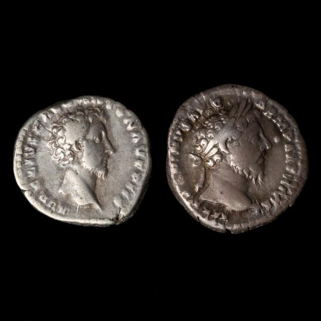 roman-empire-two-denarii-of-marcus-aurelius-showing-him-as-caesar-and-as-augustus