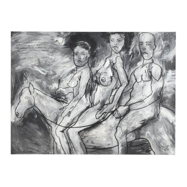abel-massot-cuban-b-1979-three-nude-figures-on-horseback