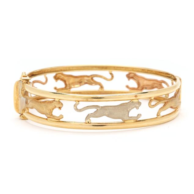 gold-openwork-panther-motif-bangle-bracelet-italy
