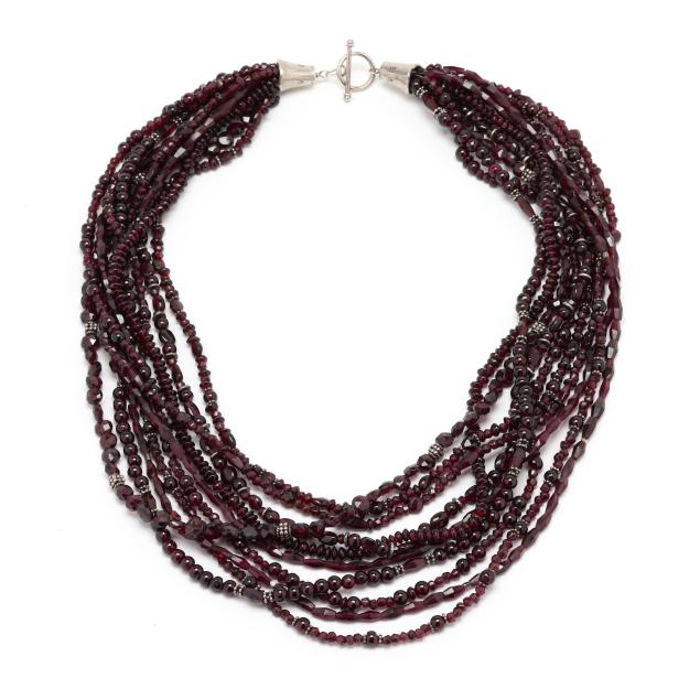 silver-and-garnet-multi-strand-necklace