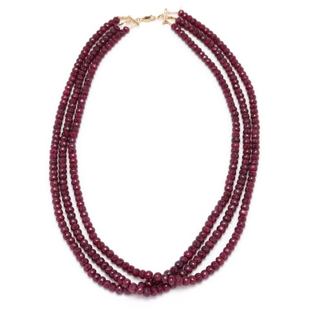 gold-and-ruby-multi-strand-bead-necklace