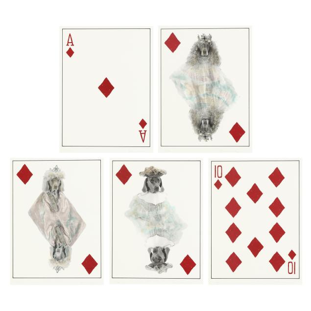 william-wegman-american-b-1943-i-royal-flush-diamonds-i-complete-suite-of-five-works