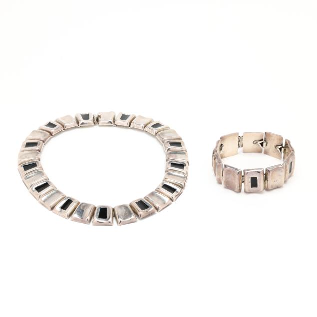 sterling-silver-and-black-enamel-necklace-and-bracelet-set-mexico