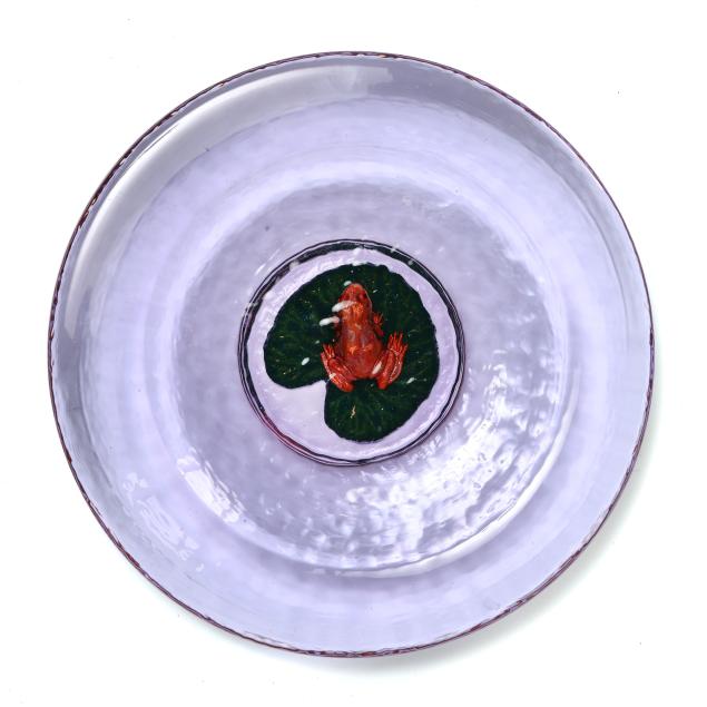 george-bucquet-american-b-1954-frog-and-lily-pad-glass-bowl