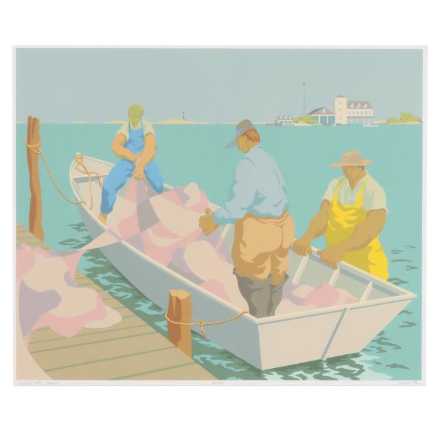 claude-howell-nc-1915-1997-i-loading-nets-ocracoke-i
