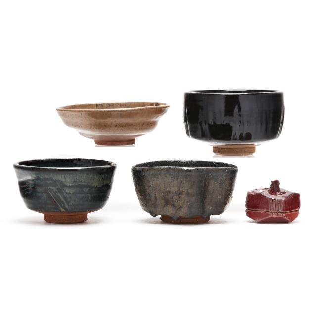 pat-saab-american-four-tea-bowls-i-chawan-i-and-incense-container-i-kogo-i