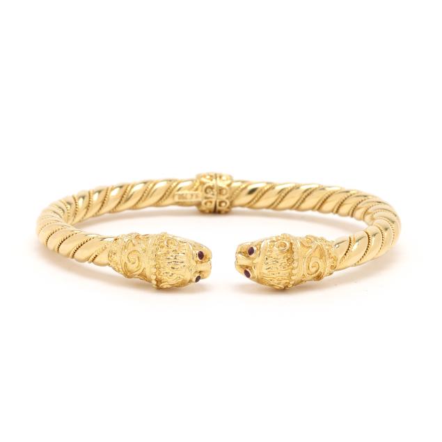 gold-lion-motif-cable-cuff-bracelet