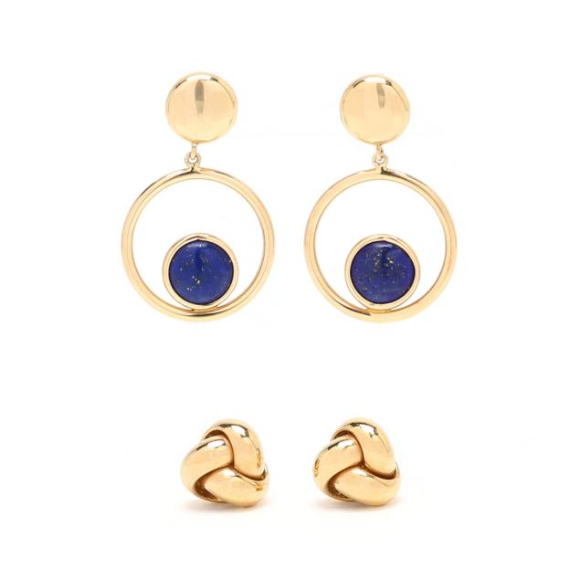 two-pairs-of-gold-earrings