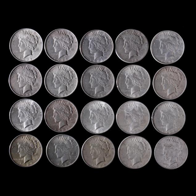 roll-of-twenty-20-lightly-circulated-peace-silver-dollars