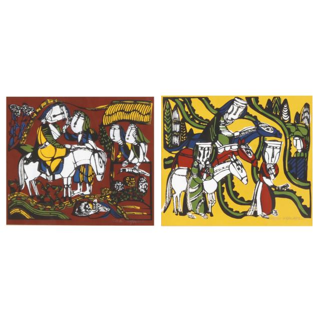 sadao-watanabe-japanese-1913-1996-i-the-arrival-of-the-wise-men-in-bethlehem-i-i-the-good-samaritan-i-two-works