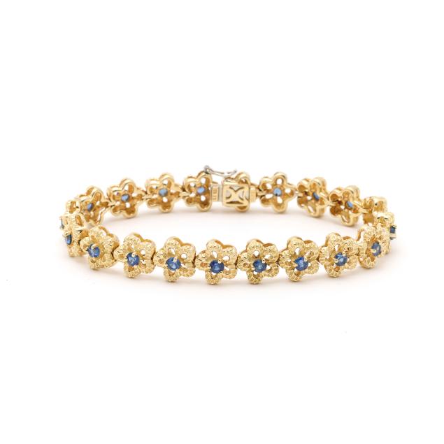 gold-and-sapphire-floral-motif-bracelet-italy