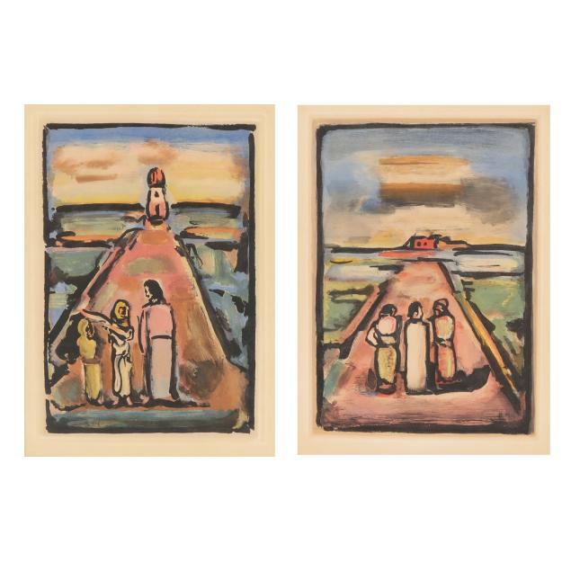georges-rouault-french-1871-1958-i-recontre-i-i-christ-et-disciples-i-two-works-from-i-passion-i