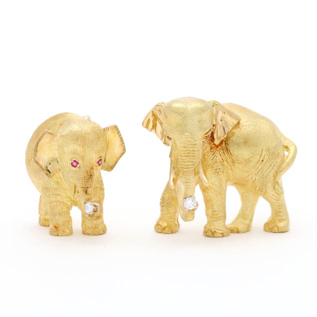 two-gold-and-gem-set-elephant-brooches-craig-drake