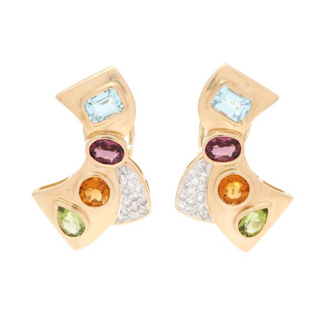 gold-and-multi-gem-set-bow-motif-earrings