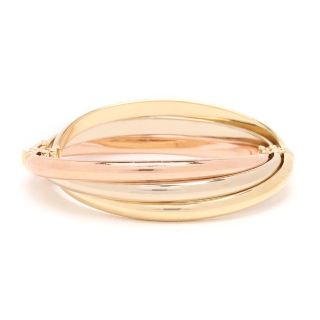 tri-color-gold-three-row-bangle-bracelet