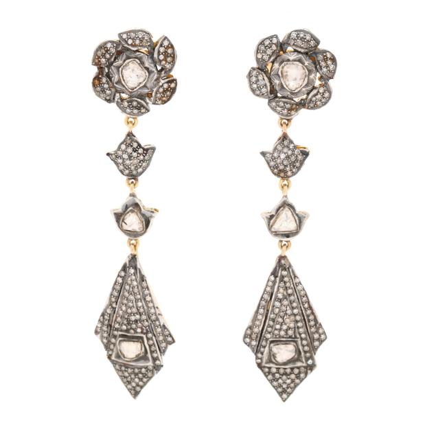 silver-topped-gold-and-diamond-dangle-earrings