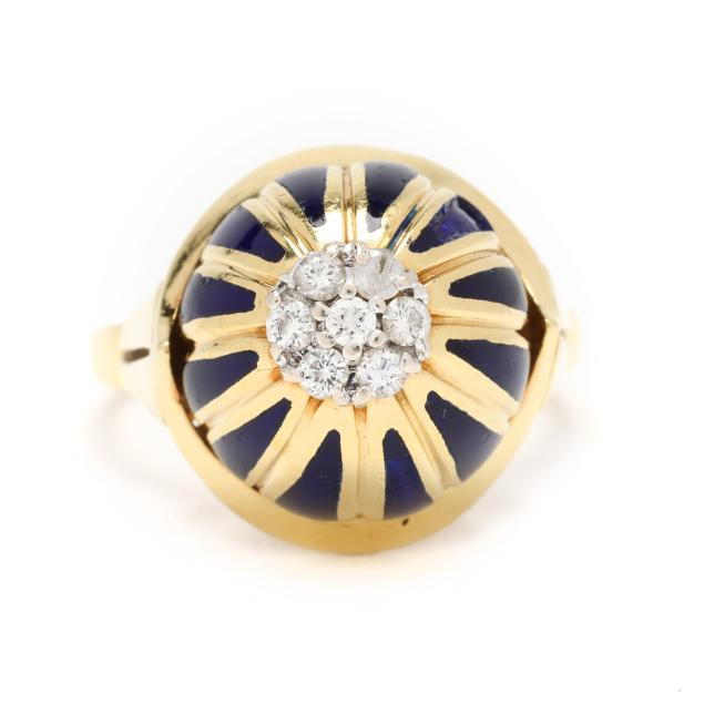 gold-enamel-and-diamond-dome-ring