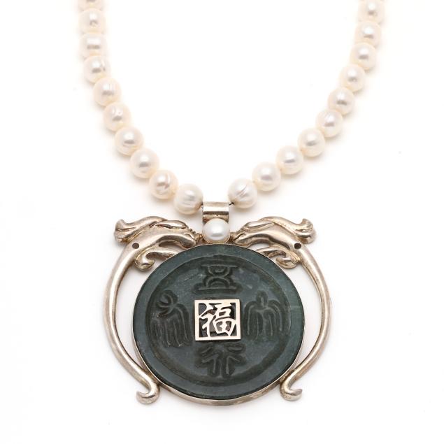 silver-pearl-and-hardstone-chinese-necklace