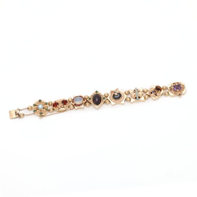 gold-and-gem-set-slide-charm-bracelet