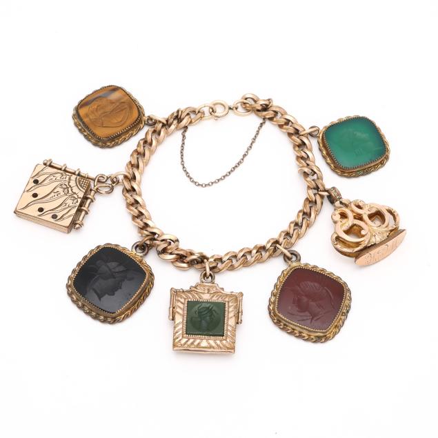 vintage-gold-filled-charm-bracelet-with-charms