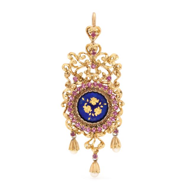 gold-enamel-and-ruby-pendant-italy