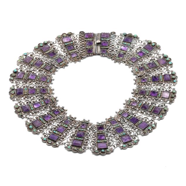 silver-and-gem-set-collar-necklace-style-of-matilde-poulat-matl