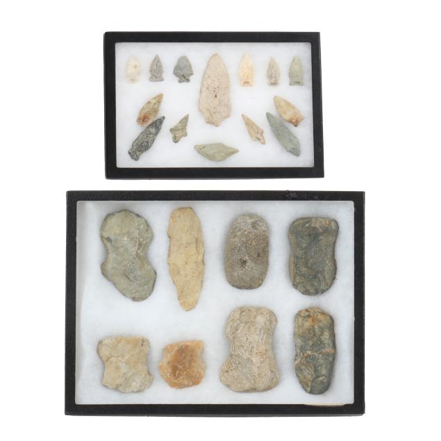 collection-of-indian-axes-and-projectile-points-likely-north-carolina