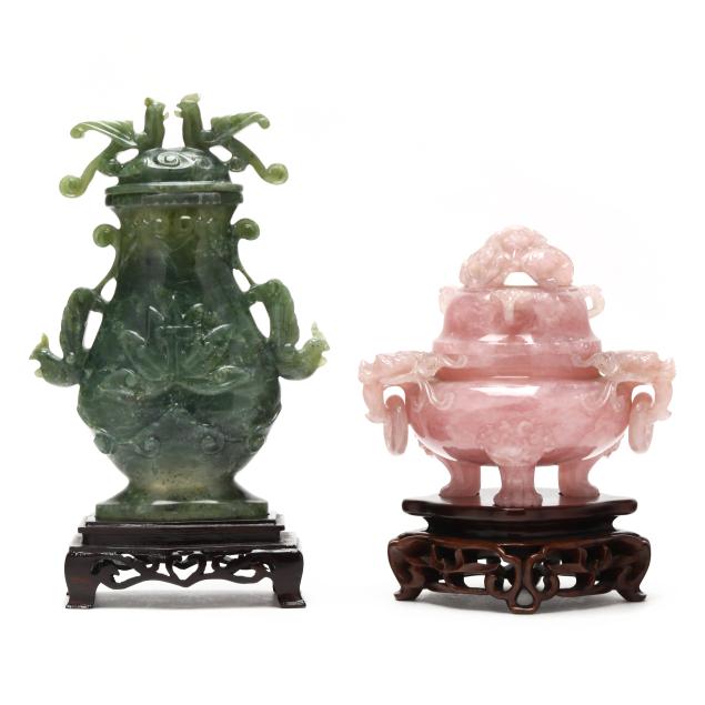 a-chinese-carved-hardstone-urn-and-censer-with-covers
