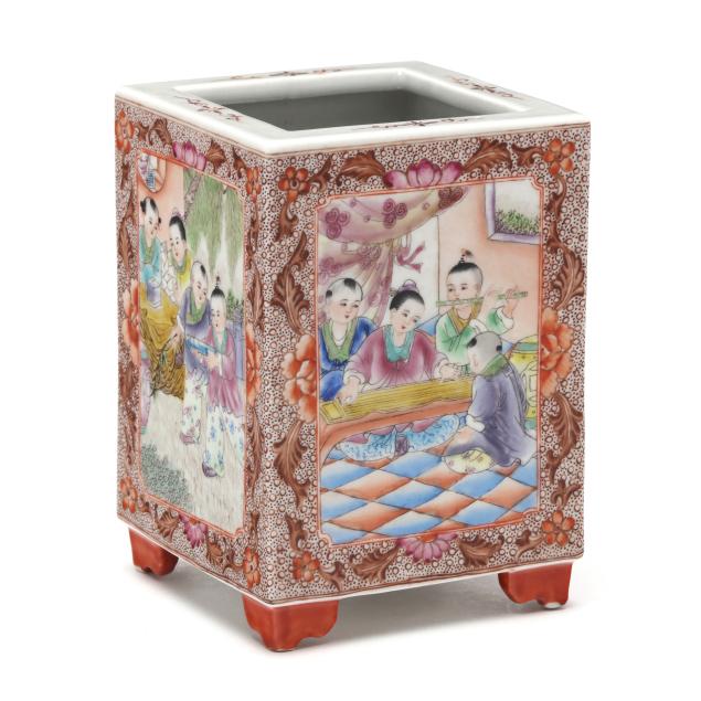 a-chinese-porcelain-square-shaped-brushpot