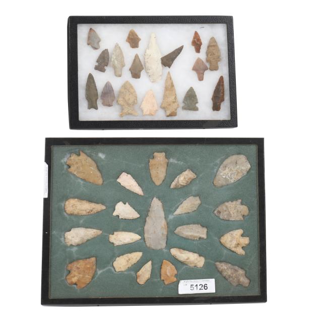 two-trays-of-native-american-points